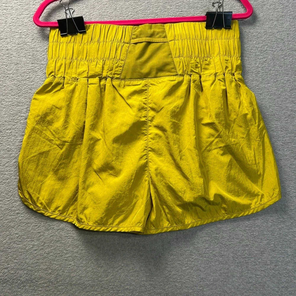 FP Movement Running Shorts Womens Small Chartreuse Smocked Dolphin Athletic